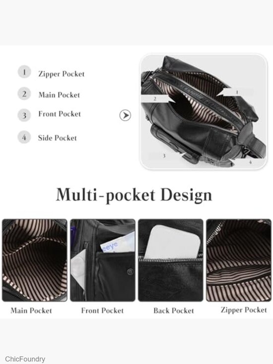 PU Leather Large Capacity Tote Bag with Shoulder Strap Backpack main image 7
